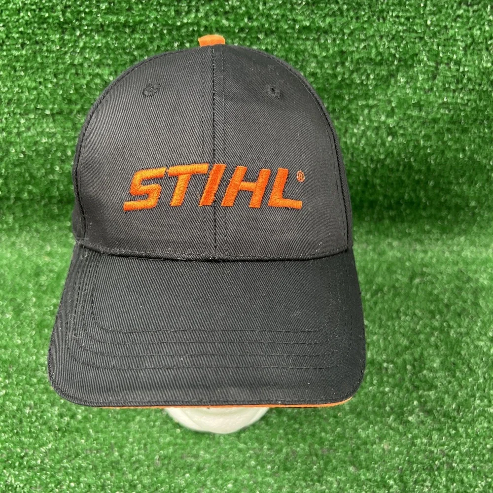 STIHL Black‎ & Orange Embroidered Logo Baseball Cap Hat Adjustable